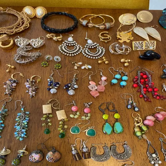 Huge Pierced Earrings Lot Dangles Studs Mixed Media 157 Pairs Wearable Jewelry