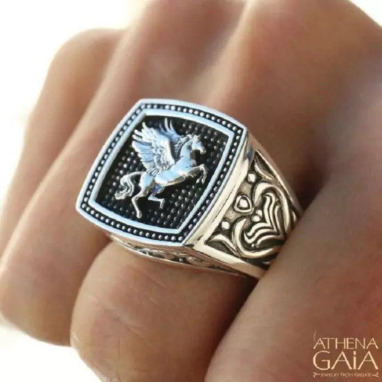 Men's Fashion 925 Silver Filled Pegasus Ring Wedding Party Jewelry Rings Sz 6-13