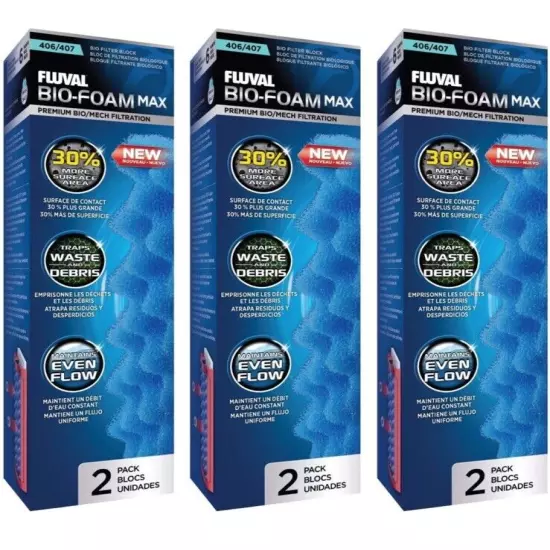 FV Fluval 6 Pack of Bio-Foam Max Media for Fluval 406 and 407 Aquarium Filters