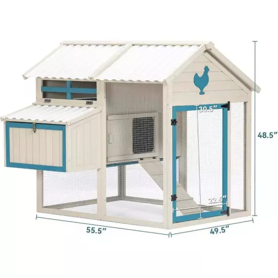 "Spacious Chicken Coop for 6-8 Chickens, Waterproof PVC Roof, Removable Tra