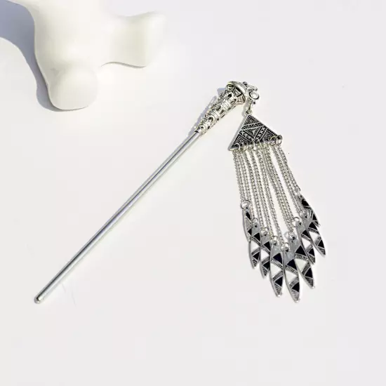 Boho Vintage Hair Pins Women Sliver Bells Tassel Carved Hair Sticks Hair Jewelry