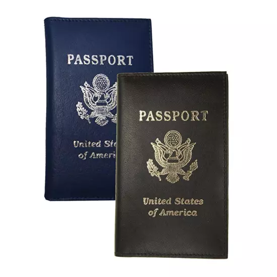 USA Leather Passport Cover Travel Document Holder Card Wallet US SELLER