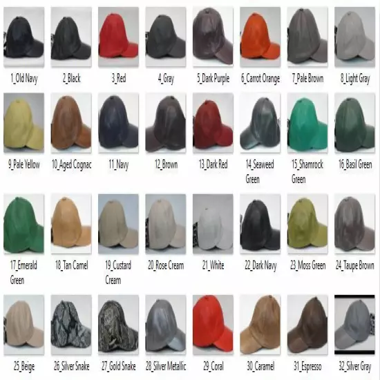 New 100% Real Genuine Lambskin Leather Baseball Cap Hat Sports Visor 32 COLORS