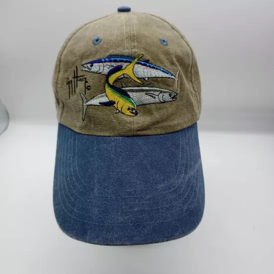 Guy Harvey Hat Adjustable Cap With Fish Embroidery 100% Cotton