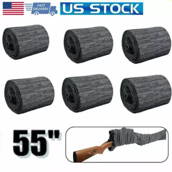 55" Silicone-Treated Anti-Rust Sock Gun Sleeve for Rifle Shotguns Gray (6 Pack)