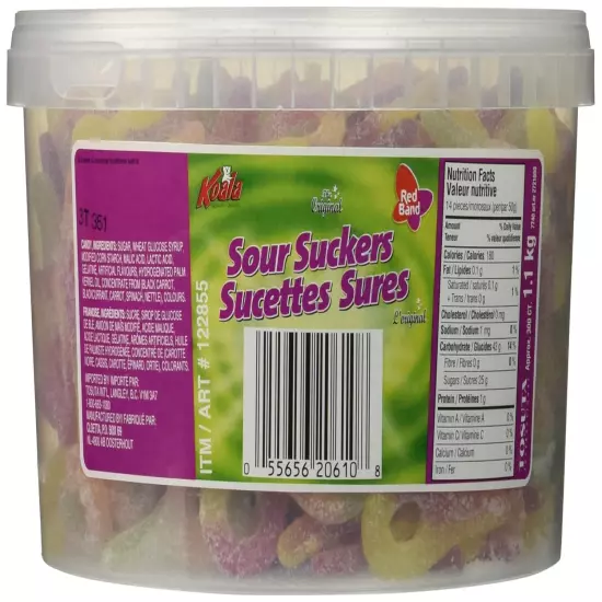 Koala Sour Suckers Gummy Candy, 1.1Kg/38.8Oz, 300 Count {Canadian}