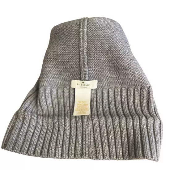 Kate Spade Baby It’s Cold Outside Gray Black Pom Winter Beanie Hat EUC HTF Viral