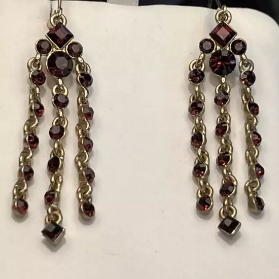 Givenchy Rich Brown Rhinestone French Lever back Chandelier Earrings