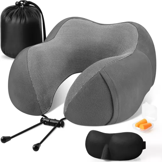 Travel Pillow Premium Memory Foam, Comfortable & Supportive Neck Pillow, Pain Re