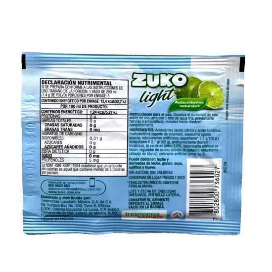 12-Pk Zuko Light Limon/ Zuko Light Lemon 7g/.24oz