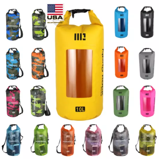 US Mororock 10L 15L 20L PVC Kayak Fishing Camping Waterproof Dry Bag