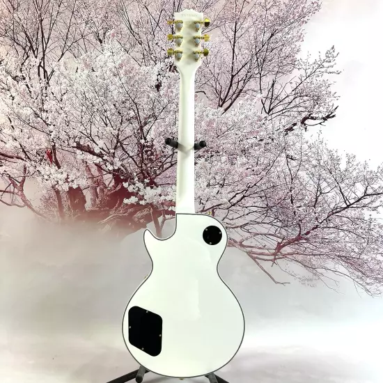 Custom Electric Guitar LP alpine white Gold hardware Black binding shell inlay