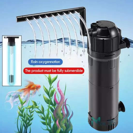 5-in-1 Internal Aquarium Fish Tank UV Sterilizers Filter Submersible Water Pump