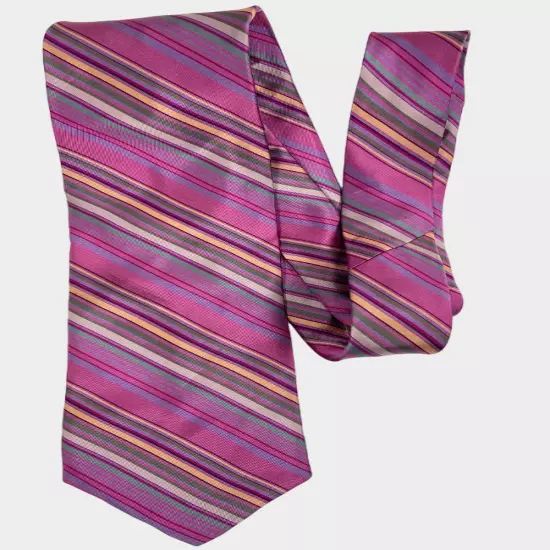 Express Pink Red Striped Regimental Repp Silk Tie Men's 3.5" x 57"