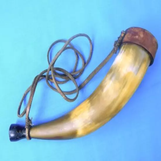 Vintage Antique Old Hunting Hunter Horn Powder Flask -