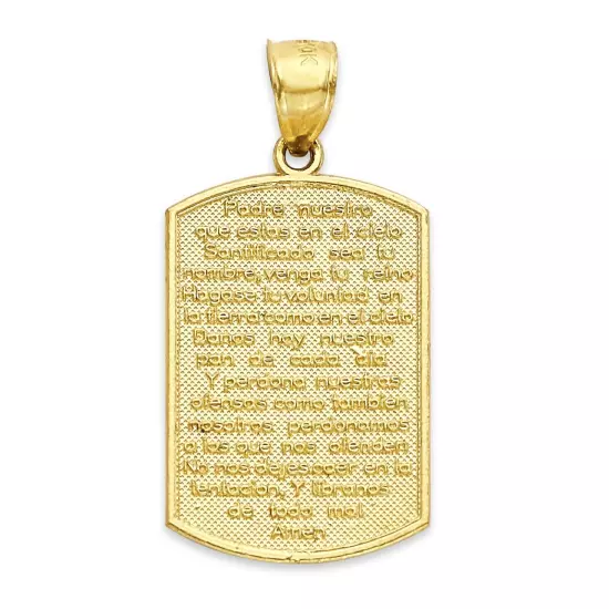 Solid Gold Cross Medallion with Padre Nuestro Prayer written - 10k or 14k