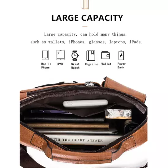 Multi-Function Business Handbags Men New Man'S Shoulder Bags Large Capacity Leat