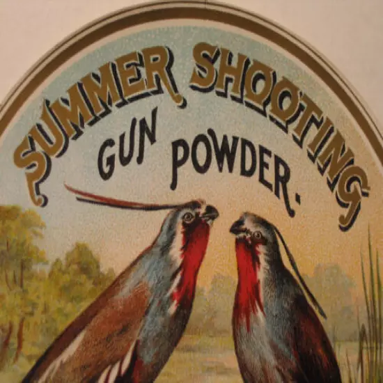 Vintage DuPont Gun Powder Label Summer Shooting 5 1/4" Pre-War Original