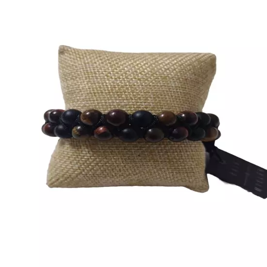 Bain Miller Men's Multi Gemstone Wellness Beaded Adjustable Bracelet Tigers Eye