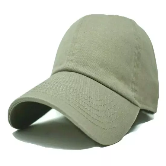 Plain Adjustable Military Solid Washed Cotton Polo Style Baseball Cap Dad Hat