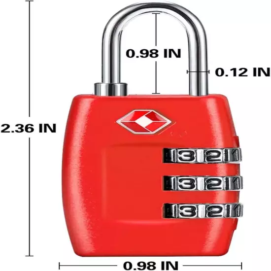 TSA Luggage Locks (4Pack) - 3 Digit Combination Padlocks - Approved Travel Lock 