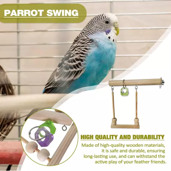 Bird Standing Toy Wooden Perch Bird Cage Stand Parrot Natural Wood Swing Toy