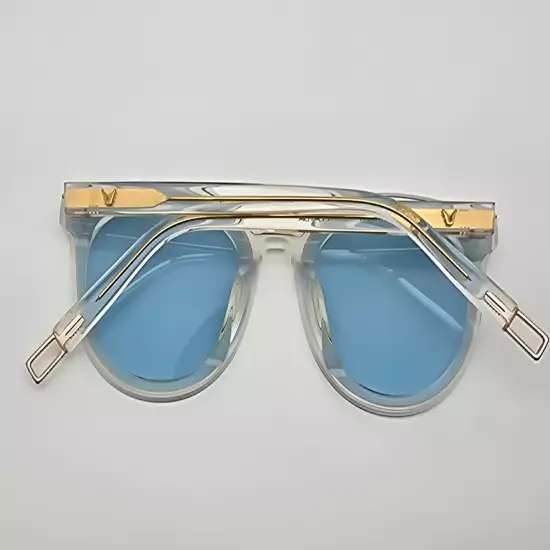 Gentle Monster Flatba Black Peter C1 Clear Gold Frame Light Blue Lens Sunglasses