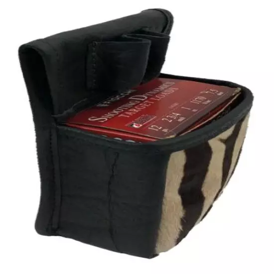 Real ZEBRA & CAPE BUFFALO HIDE SHOTGUN SHELL SKEET / TRAP SHOOTING POUCH Blk2