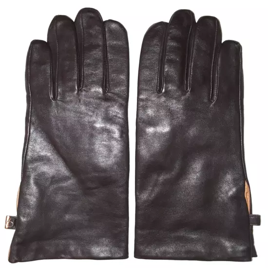 Nine West lined brown leather gloves womens size L