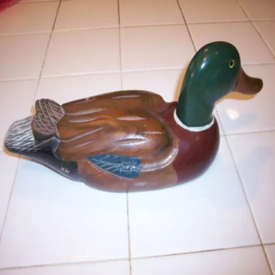  HAND MADE SOLID WOOD COLLECTIBLE DECOY 15in MALLARD DUCK 