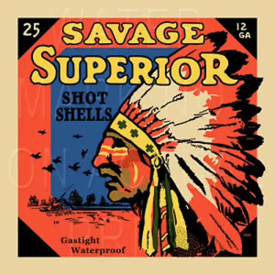 Reproduction Vintage Savage Superior 12 GA Shotgun Shells Box Label Canvas Print