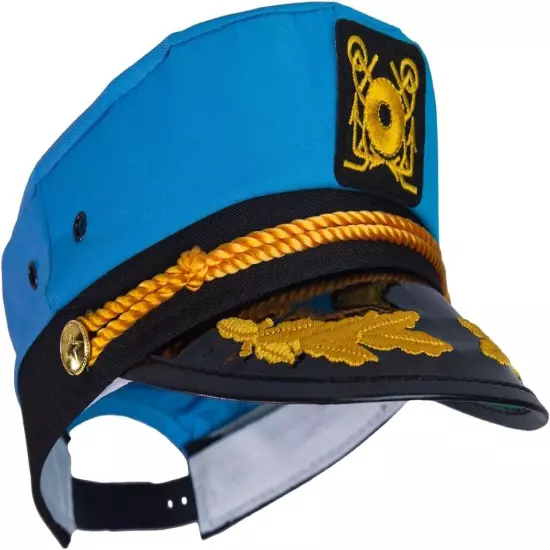 Unisex Captain Sailor Yacht Party Snapback Neon Blue Hat Cosplay Cruises New