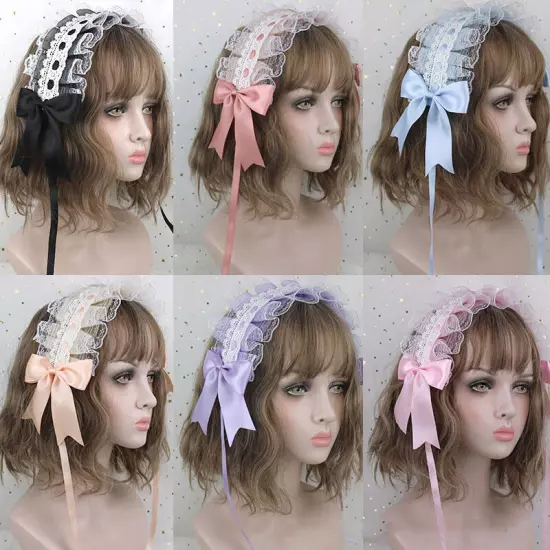 Lolita Lace Hair Hoop Women Girl Cosplay Headband Women Bowknot Hair Accessory