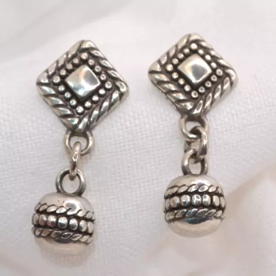 BRIGHTON Silver Ball Post Drop Earrings