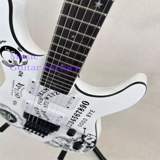 Factory Made ST White Ouija Electric Guitar Black Fretboard Basswood Body