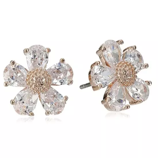 Betsey Johnson Flower Cubic Zirconia Stud Earrings Small Petite