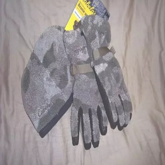 Mens Med/lg Camo Beanie & Glove Combo Berber Fleece Gloves Berber Camo Hat Set