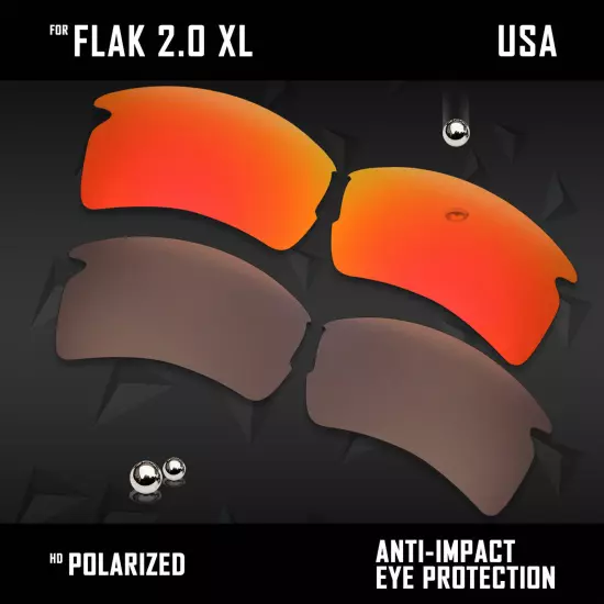 Anti Scratch Polarized Replacement Lenses for-Oakley Flak 2.0 XL OO9188 Options