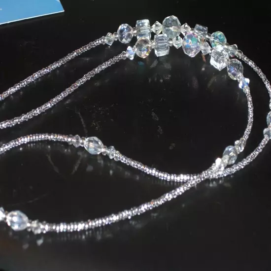 Eyeglass Chain Clear Crystal Faceted Glass Delicate Handmade 28 inches