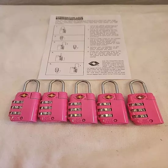 5 PinkCombination Luggage Locks TSA Suitcase Padlock 3 Digit Luggage Code