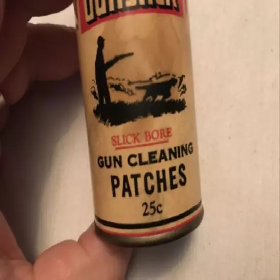 GUNSLICK GUN CLEANING PATCHES VINTAGE TIN, OUTERS LAB, ONALASKA, WISCONSIN