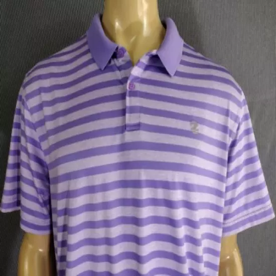 IZOD GOLF POLO SHIRT SS Mens XL Lavender Purple SS Athletic Striped Poly Spandex