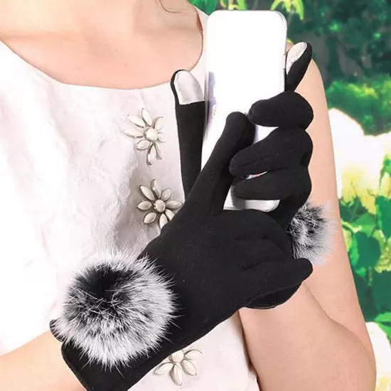 Women Winter Touchscreen Gloves For Cold Weather Solid Thermal Knit Cuff Gloves