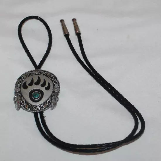 SISKIYOU Bolo Slide Tie 1995 Pewter Bear Claw Totem Cowboy American Southwest