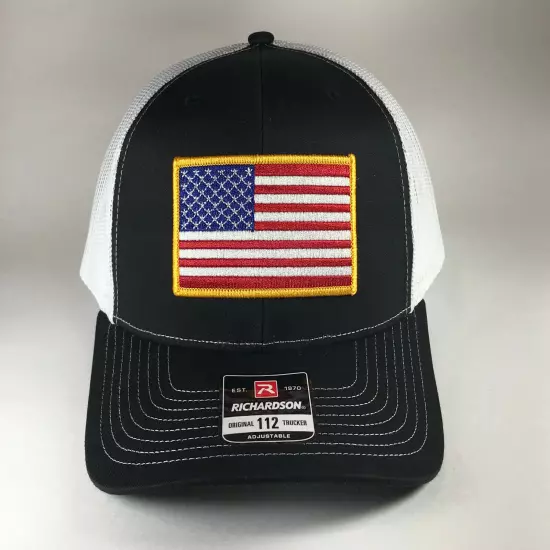 Richardson 112 American Flag 6 Panel Adjustable Snapback Trucker Mesh Hat