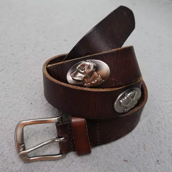 Zep-Pro Leather Dog Belt Silver Conchos Brown Labs Labrador Retrievers Sz 40