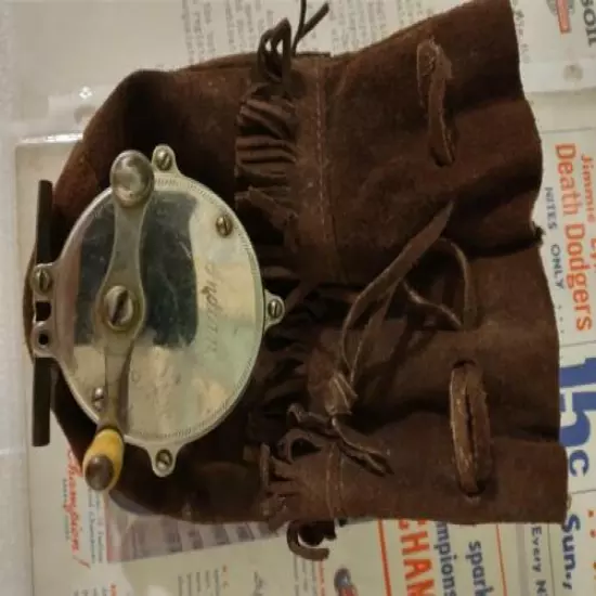 indian 1928 promotional fishing reel with pouch