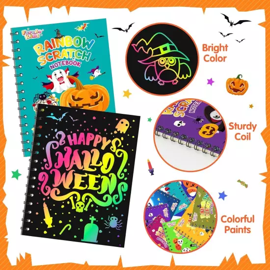 Halloween Party Favors for Kids Bulk: 24 Pack Rainbow Scratch Art Notebook... 