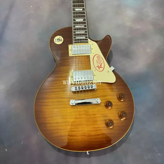 Electric Guitar TobaccoBurst Flame Maple Top HH pickup shell inlay delivery fast