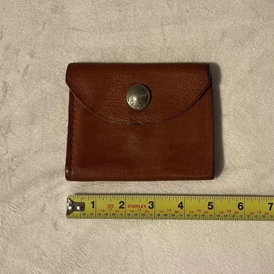 Vintage Buffalo Nickel Leather Bifold Wallet Brown